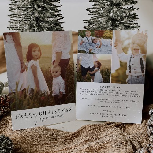 Modern Chic Christmas Photo Year in Review Holiday Card