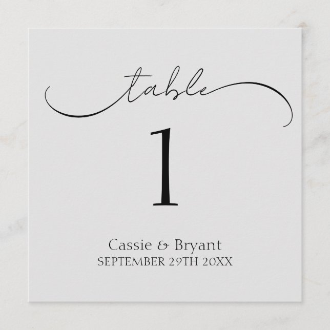 Modern Chic Classic Grey Wedding Table Number (Front)