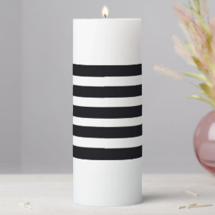 Modern Chic Classy Cool Black White Striped Pillar Candle