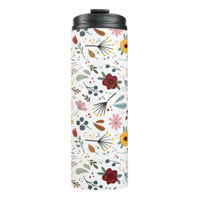Modern Chic Colorful Floral Pattern Thermal Tumbler (Front)