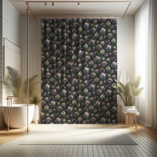 Modern Chic Colorful Stained Glass Flower Pattern Shower Curtain