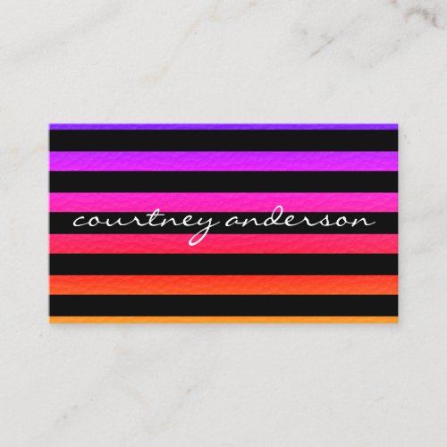 Modern Chic Colorful Texture Black Stripes Business Card