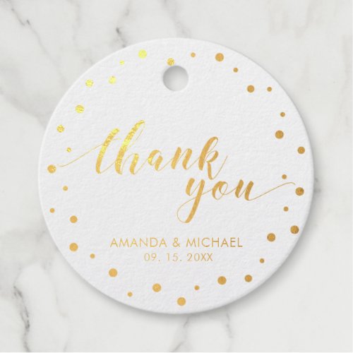 Modern Chic Confetti Gold Foil Wedding Thank you F Foil Favor Tags