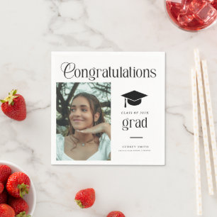Modern Chic Congratulations Grad Photo Graduation Napkins