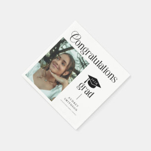 Modern Chic Congratulations Grad Photo Graduation Napkins