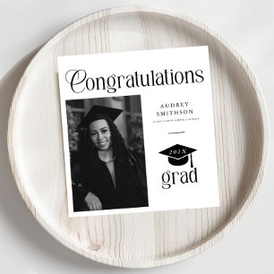 Modern Chic Congratulations Grad Photo Graduation Napkins