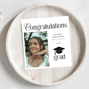 Modern Chic Congratulations Grad Photo Graduation Napkins