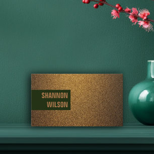 Modern chic copper glitter gold green frame business card