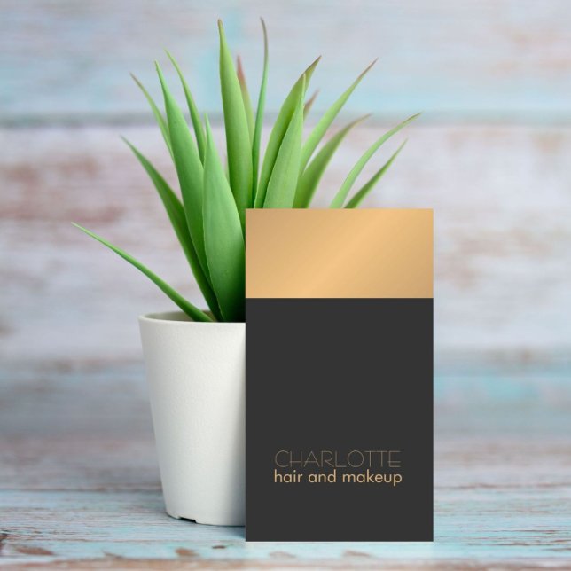 Modern Chic Copper Gray Hair and Makeup Business Card (Creator Uploaded)