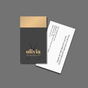 Modern Chic Copper Grey Bold Hairstylist Business Card