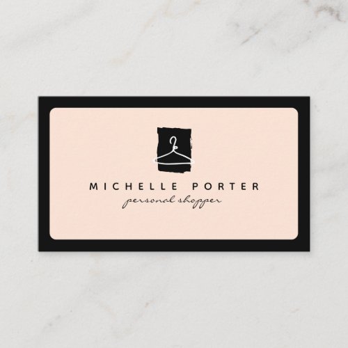 Modern chic coral fashion stylist boutique shopper business card