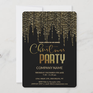 Modern Chic Corporate Gold and Black Invitation