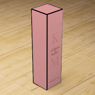 Modern Chic Couple Names Bride & Groom Wedding Wine Box