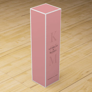 Modern Chic Couple Names Bride & Groom Wedding Wine Box