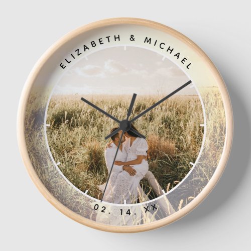 Modern Chic Couple Wedding Anniversary Photo Clock