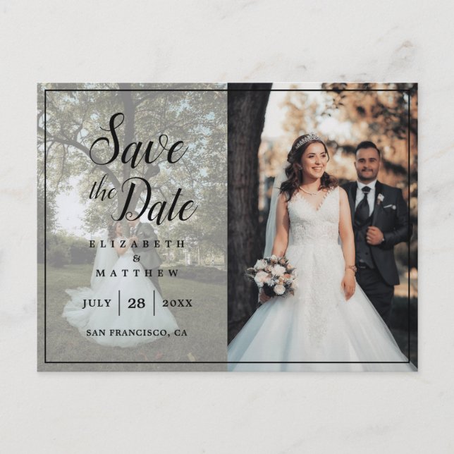 Modern Chic Couple Wedding Picture Save The Date Invitation Postcard (Front)