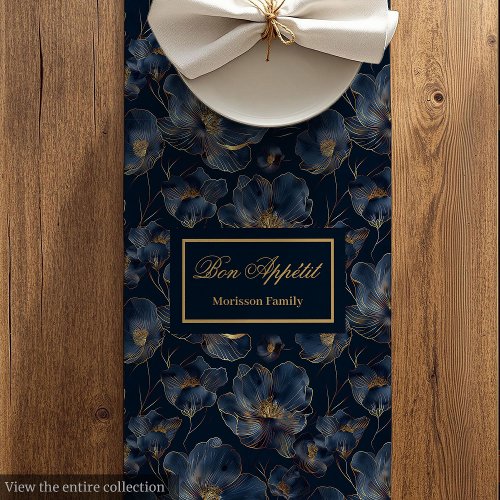 Modern Chic Custom Name Floral Table Linen