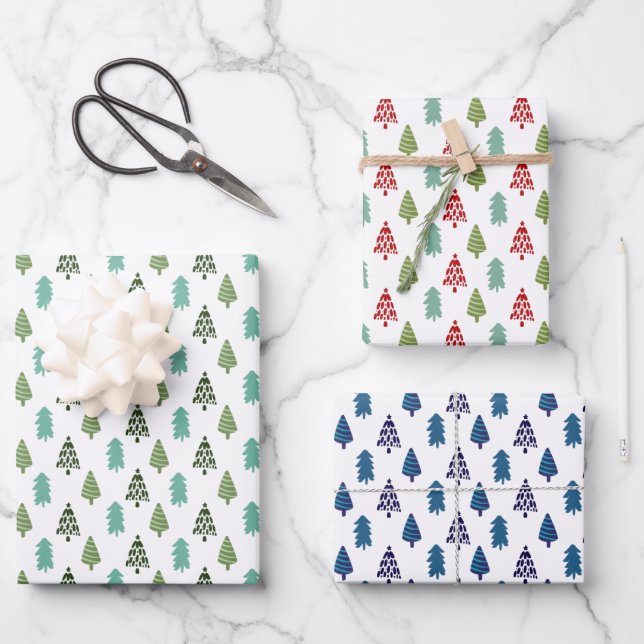 Modern Chic Cute Christmas Tree  Wrapping Paper Sheets (Front)