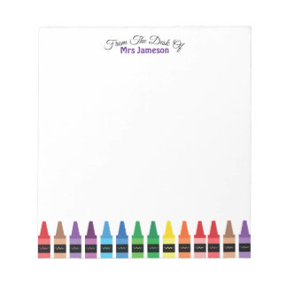 Modern Chic Cute From the Desk of Rainbow Crayon Notepad