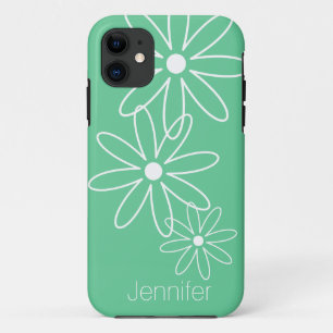 Modern chic daisy flower mint green iPhone 11 case