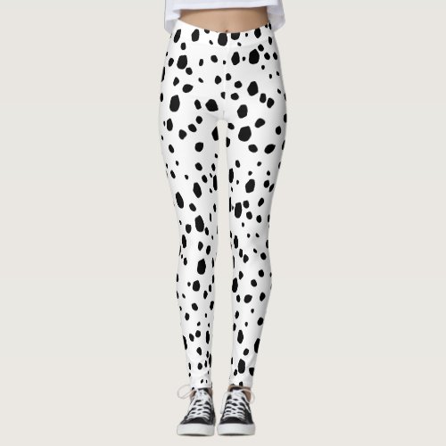 Modern Chic Dalmatian Dog Animal Print Pattern Leggings