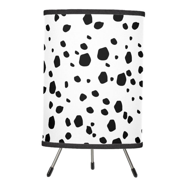 Modern Chic Dalmatian Dog Animal Print Pattern Tripod Lamp (Front)