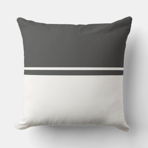 Modern Chic Dark Gray White Fancy Color Block Throw Pillow
