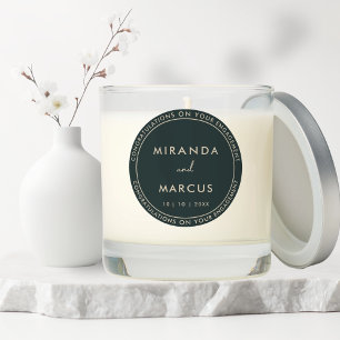 Modern Chic Dark Green Couple Engagement Scented Candle