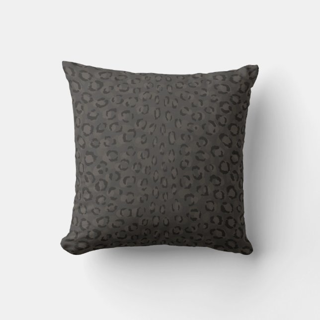 Modern chic dark grey cheetah print pattern throw pillow (Front)
