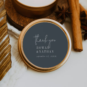 Modern Chic Dark Navy Blue Thank You Stickers