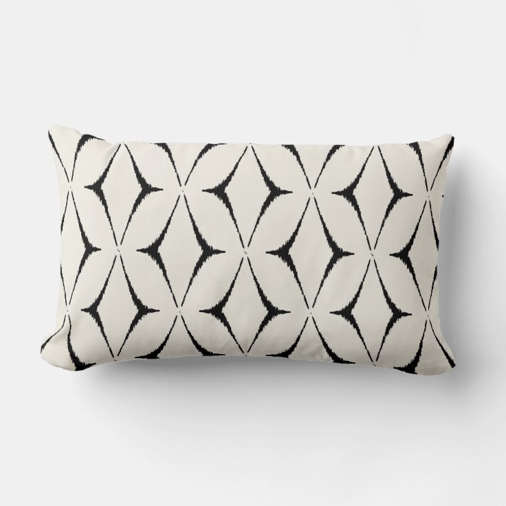 Modern chic decorative black and white ikat pillow Zazzle