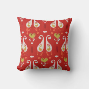 Modern chic decorative red gold beige ikat pillow