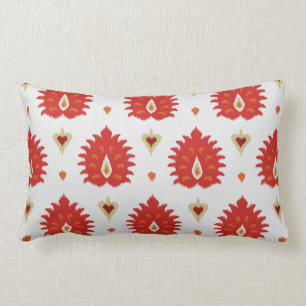 Modern chic decorative red gold white ikat pillow