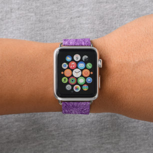 Modern, chic design in purple with glitter effect apple watch band