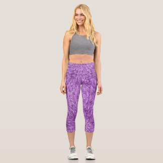 Modern, chic design in purple with glitter effect capri leggings