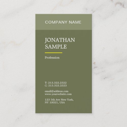 Modern Chic Design Professional Plain Green Trendy Business Card