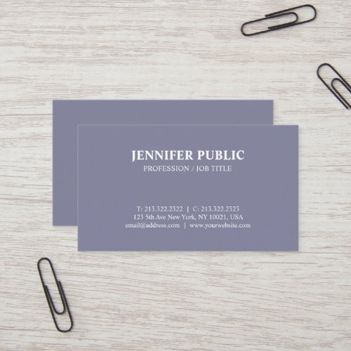 Modern Chic Design Purple Violet Creative Plain Business Card