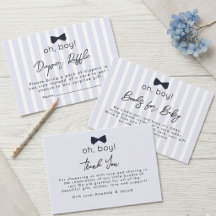 Modern Chic Dusty Blue Oh Boy Bow Diaper Raffle 