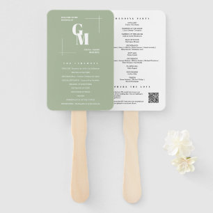 Modern Chic Dusty Green Minimal Wedding Program Hand Fan