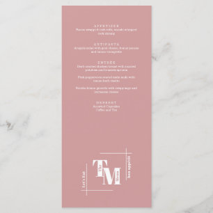 Modern Chic Dusty Pink Minimal Wedding Thank You Menu