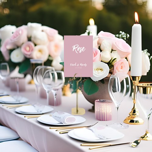 Modern Chic Dusty Rose Custom Wedding Table Name Table Number