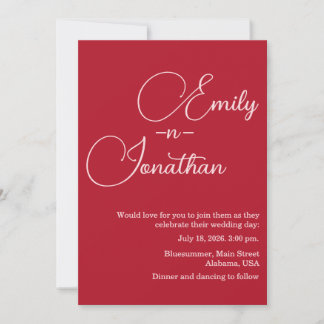 Modern Chic Editorial Deep Red Photo Wedding Invitation