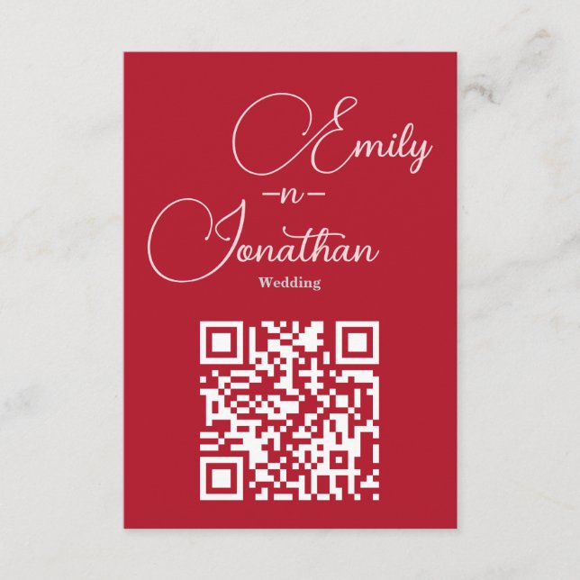 Modern Chic Editorial Deep Red Wedding Enclosure Card (Front)