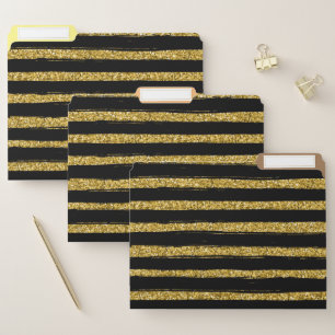 Modern chic elegant black and gold file folder
