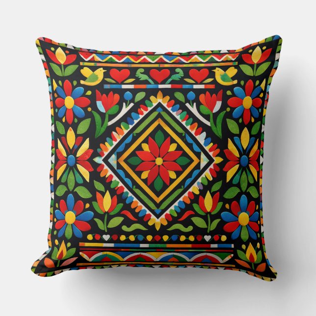 Modern chic elegant colorful geometric pattern  throw pillow (Front)