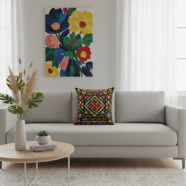 Modern chic elegant colorful geometric pattern  throw pillow (Creator Uploaded)