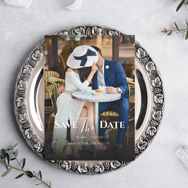 Modern Chic Elegant Couple Wedding Photo Simple Save The Date (Creator Uploaded)