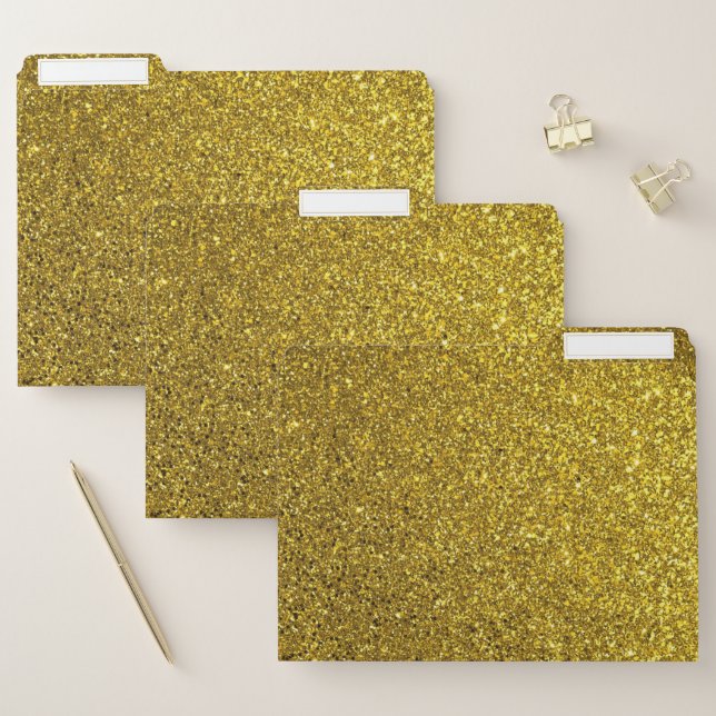 Modern Chic Elegant Gold Glitter Foil Background File Folder (Set)
