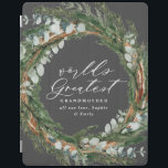 Modern chic elegant leafy wreath photo grandmother iPad smart cover<br><div class="desc">Let that special person know they're the Worlds greatest grandmother with this modern minimal watercolor eucalyptus foliage and typography design,  add your own multi photo. Beautiful thoughtful gift.</div>