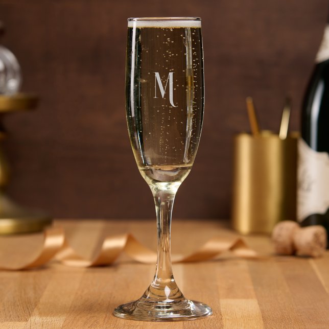 Modern Chic Elegant Monogrammed Etched 8 oz Mimosa Champagne Flute (Modern Chic Elegant Monogrammed Etched 8 oz Mimosa Champagne Flute)